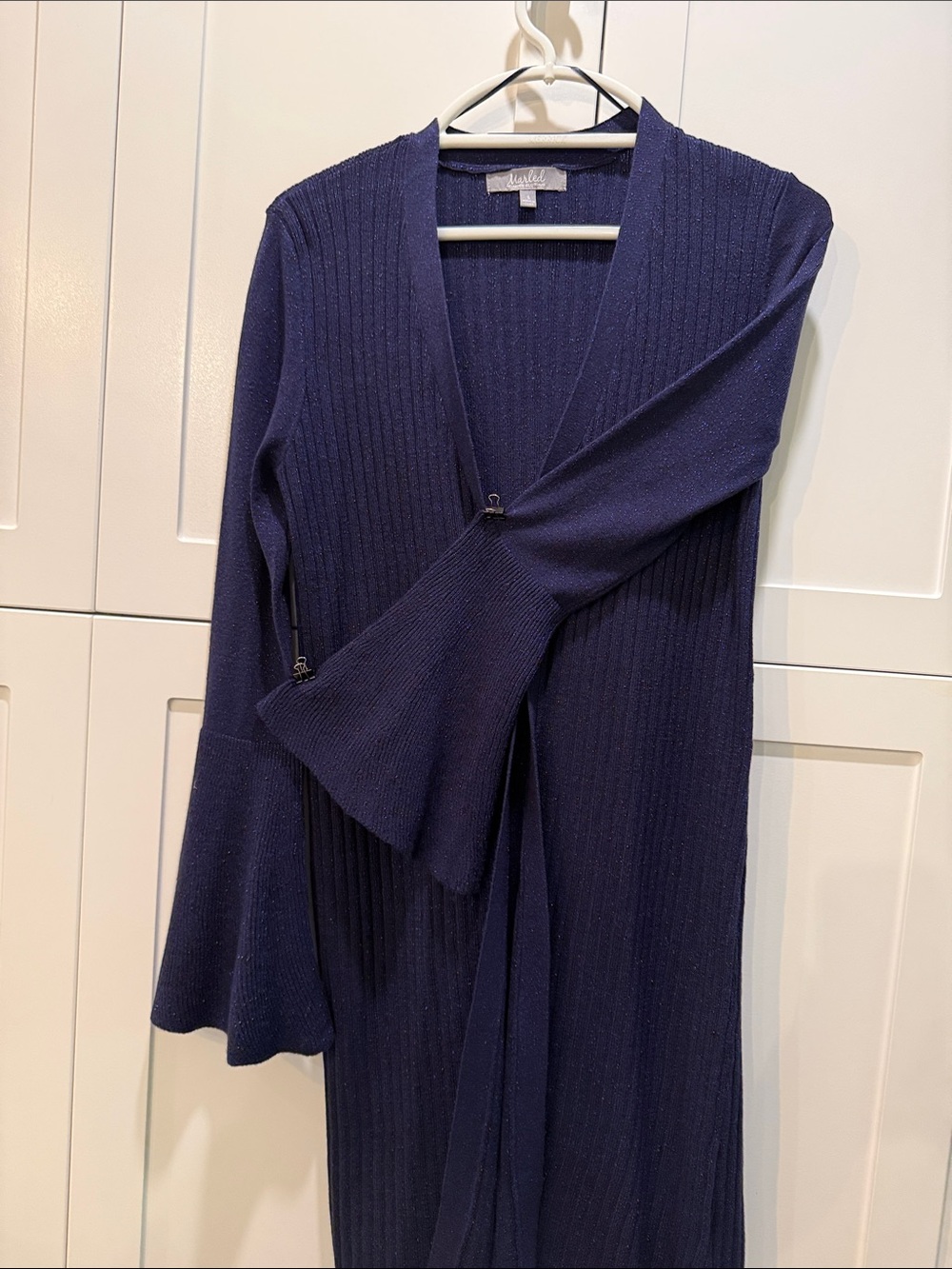 Marled Navy Ribbed Open-Front Cardigan - Picture 3 of 4